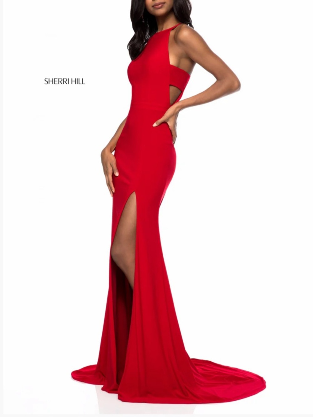 Sherri Hill Red Cutout Floor-Length Dress